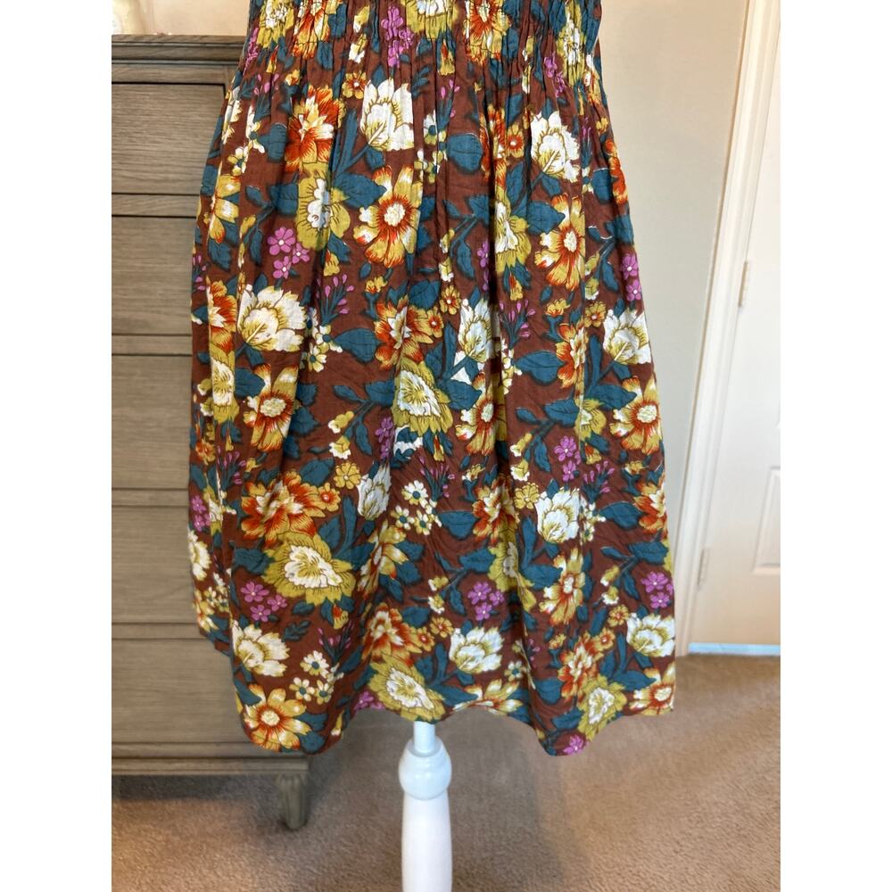 Shana | 100% Cotton Floral Spagetti Strap Smock Waist Dress | Large - Picture 7 of 14